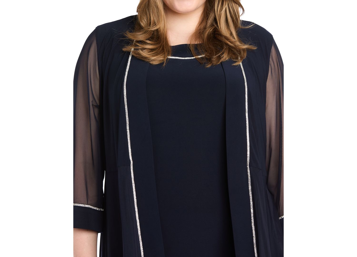 Plus Size Rhinestone-Trim Jacket & Sheath Dress