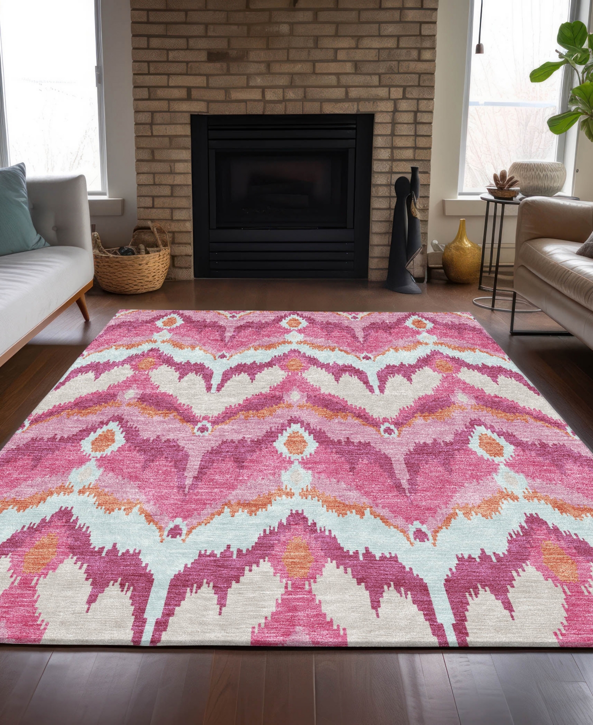 Addison Chantille Machine Washable Acn743 8'x10' Area Rug In Pink