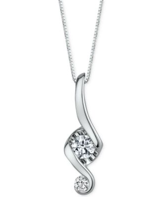 Macy's - Diamond Swirl Pendant Necklace (1/3 ct. t.w.) in 14k White Gold