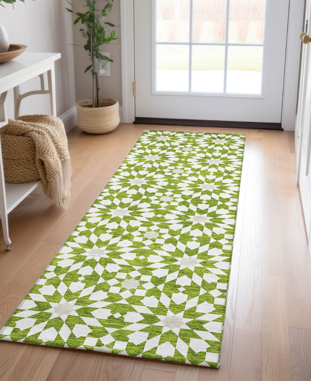 Addison Chantille Acn734 2'3"x7'6" Runner Area Rug In Lime