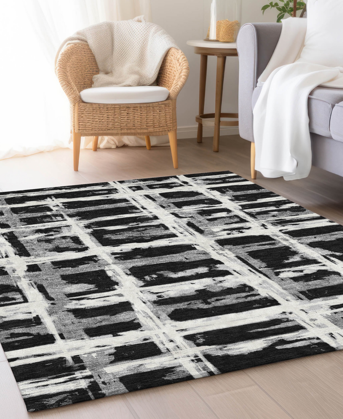 Addison Chantille Machine Washable Acn745 2'6"x3'10" Area Rug In Black