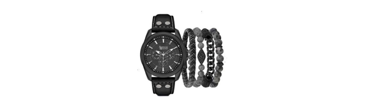 Men's Quartz Black Polyurethane Strap Watch, 46.5mm - Black