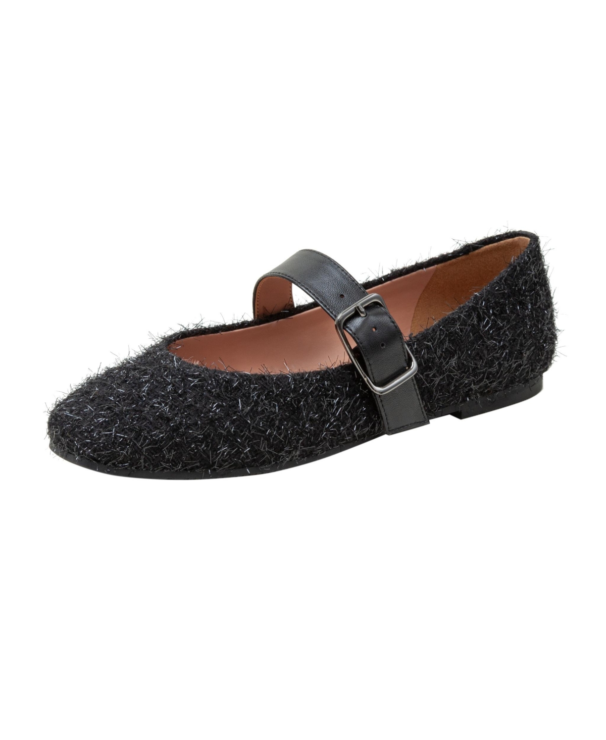 Mika Faux Shearling Mary Jane Flats - Taupe/brown faux shearling/nappa