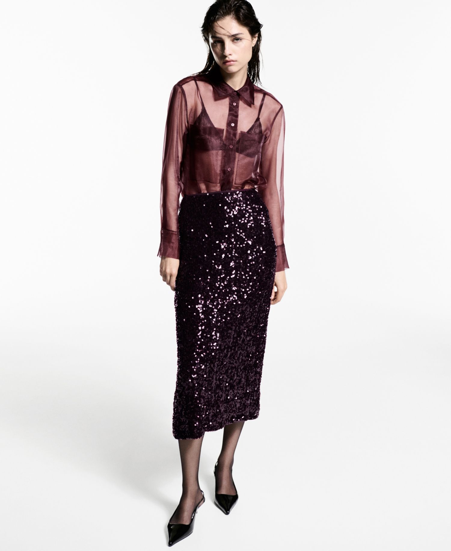 Women's Sequin Midi Skirt