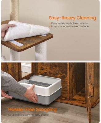 66.9-Inch Cat Tree Cat Tower with Litter Box Enclosure for Play and Privacy