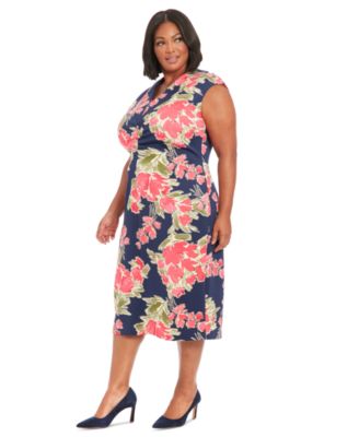 Plus Size V-Neck Ruched-Front Dress