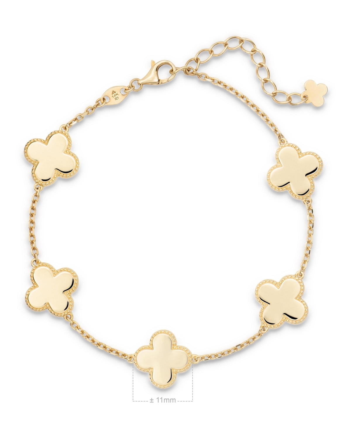 Devata Clover Chain Bracelet in 14K 6.5 in adj to in, approx. 4.7 grams - gold
