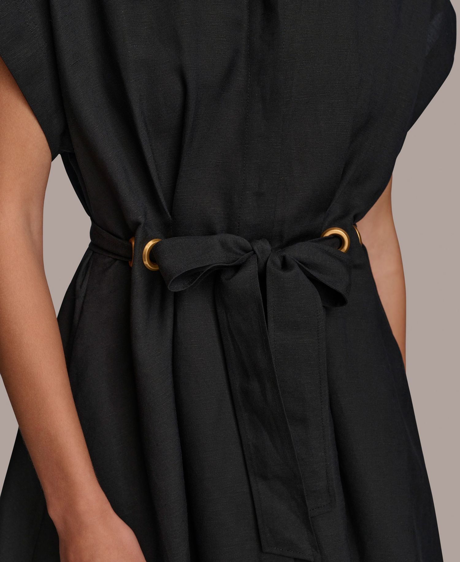 Women's Grommet-Trim Belted Midi Dress