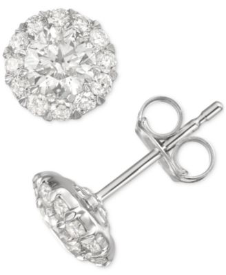 Macy's - Diamond Round Halo Stud Earrings (1 ct. t.w.) in 14k White Gold