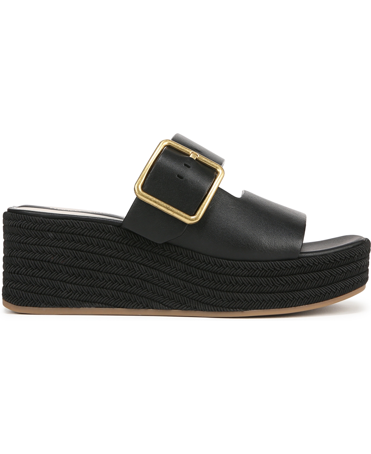 Franco Sarto Women's Taziana Open Square Toe Espadrille Slide Platform Sandals In Black Leather