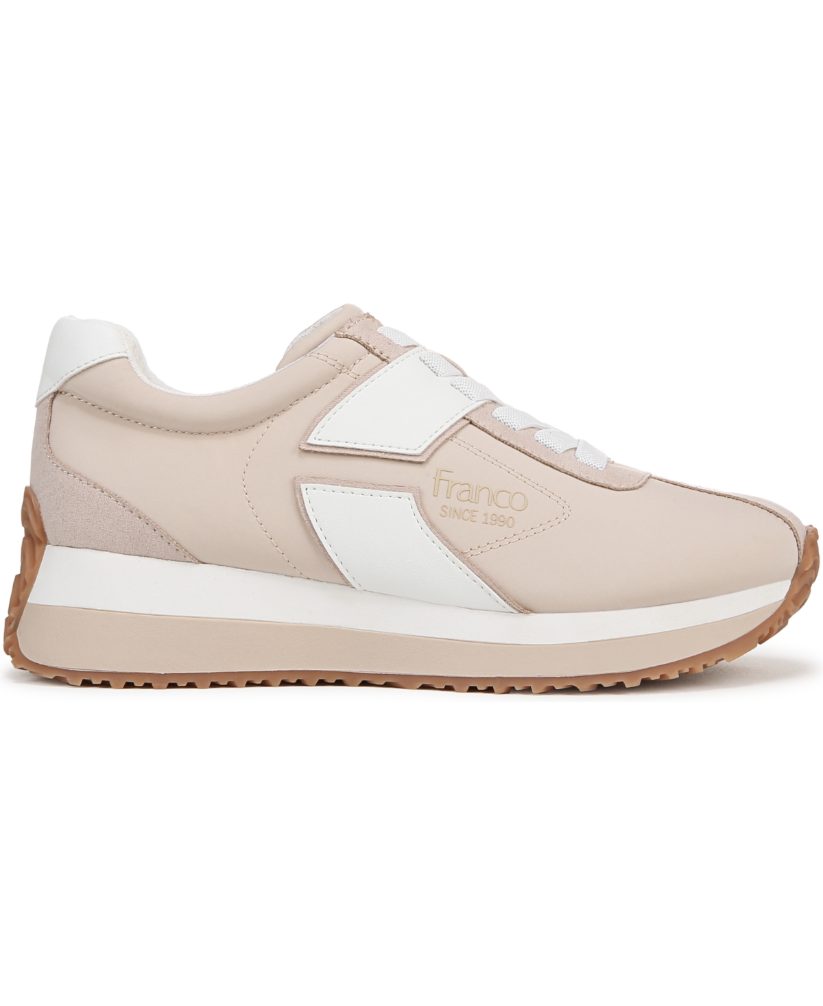 Franco Sarto Women's Erica Lace Up Platform Sneakers In Beige Faux Leather,fabric