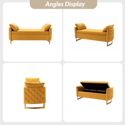 Christoph Upholstered Flip Top Storage Bench with Metal Legs