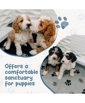 EZclassic 28" x 28" Puppy Dog Whelping Box Playpen w/Rails & Liner, Gray