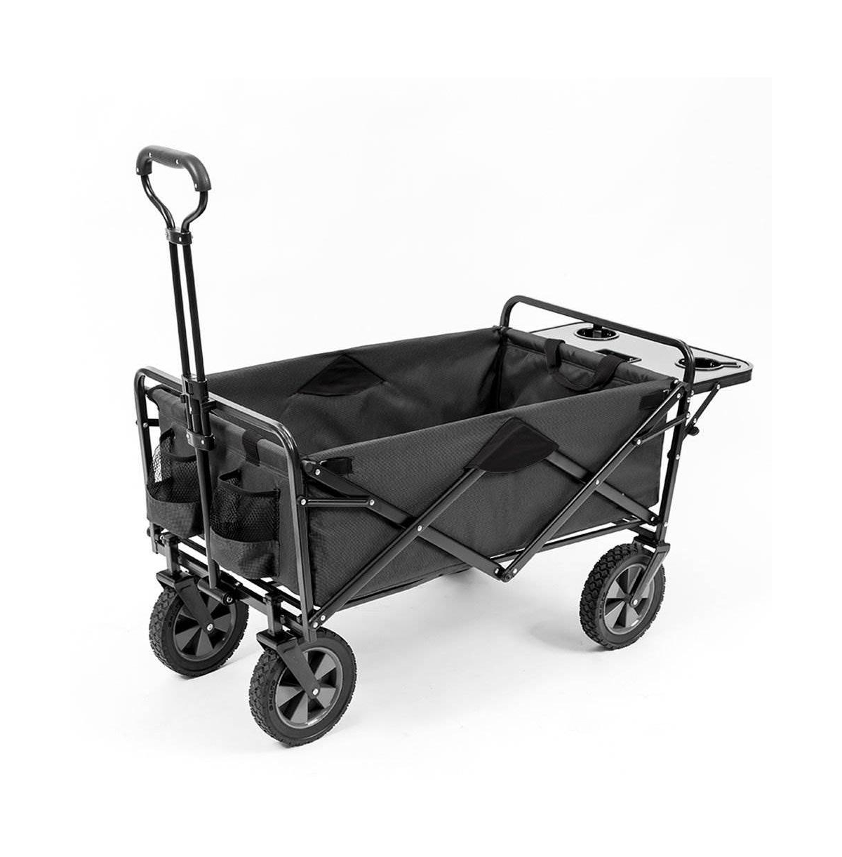 Collapsible Folding Outdoor Garden Utility Wagon Cart w/ Table, Grey - Grey