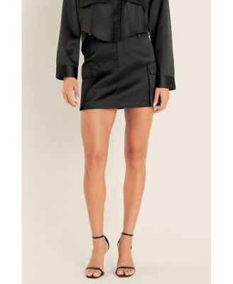 Women's Satin Cargo Mini Skirt