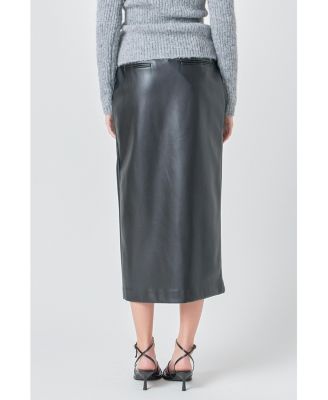 Women's Leather Midi Skirt