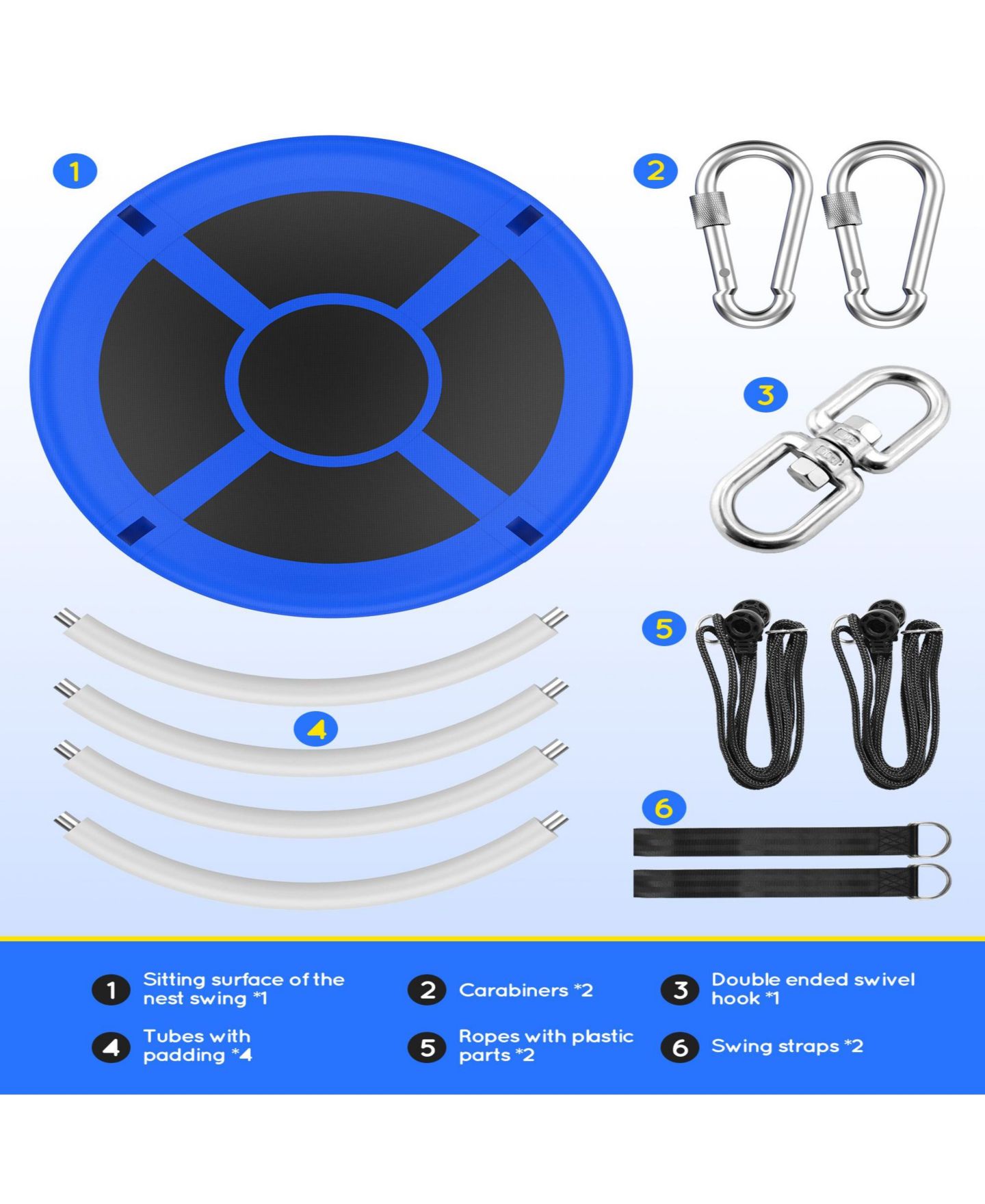 Детская игрушка Everyfun 43" Waterproof Adjustable Saucer Swing, Accommodates up to 3 Children or 2 Adults, Ages 3+, цвет: Синий — фото 4