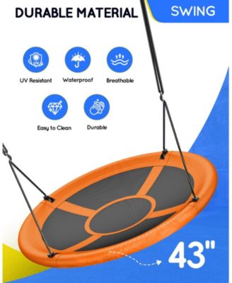 43" Saucer Tree Swing for Kids Adult, Waterproof Flying Saucer Swing with Adjustable Hanging Straps, Swing Seats for Backyard Outdoor Indoor Playground