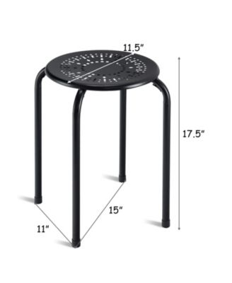 Set of 6 Stackable Multifunctional Daisy Design Backless Round Metal Stool Set