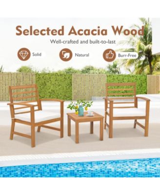 3 Pieces Outdoor Furniture Set with Soft Seat Cushions