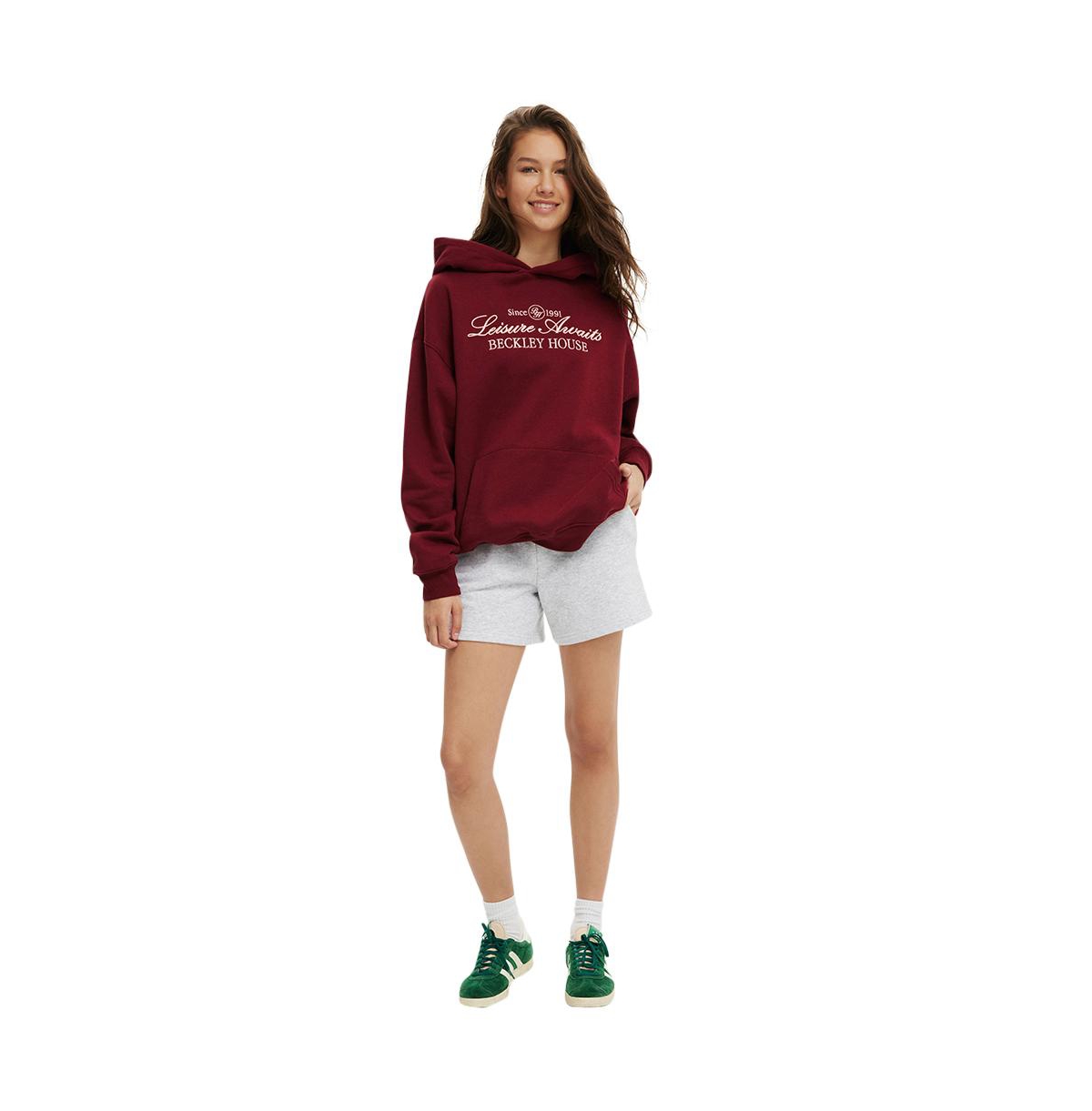 Cotton On Women's Classic Fleece Graphic Hoodie -/ sangria