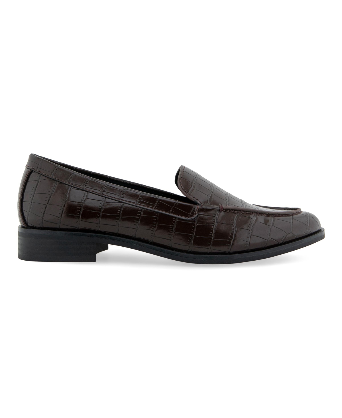 Shop Aerosoles Women's Everest Tapered Dress Loafers In Java Crocodile Faux Leather-polyurethane