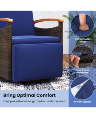 Patio Rattan 360° Swivel Recliner Chair with Adjustable Backrest and Footrest