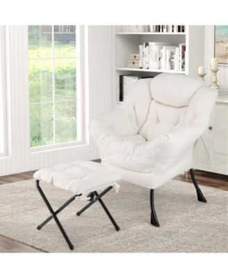 Modern Accent Chair with Folding Footrest and Head Pillow
