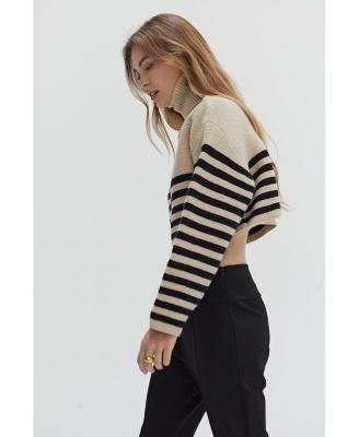 Women's Avery Turtleneck Striped Sweater Top