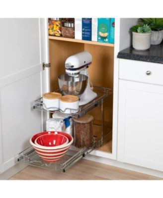 Pull Out Cabinet Organizer 2 Tier with Chrome Finish 15.5 x 21 In