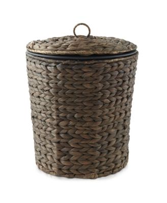 Hyacinth Trash Can with Lid and Liner, Woven Waste Basket