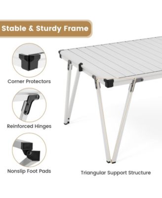 Folding Camping Table Picnic Table with Storage Bag and Waterproof Desktop