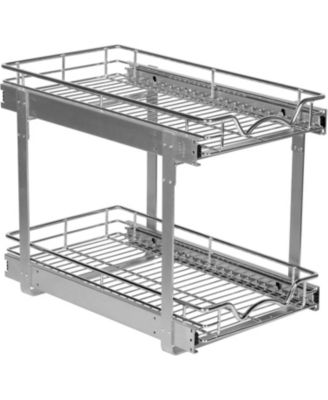 Pull Out Cabinet Organizer 2 Tier with Chrome Finish 12.5 x 21 In