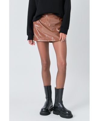 Women's Glossy Leather Skort
