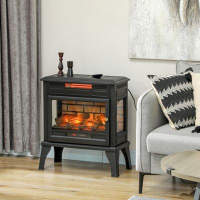 24" Freesding Electric Fireplace Stove w/ Realistic Flame