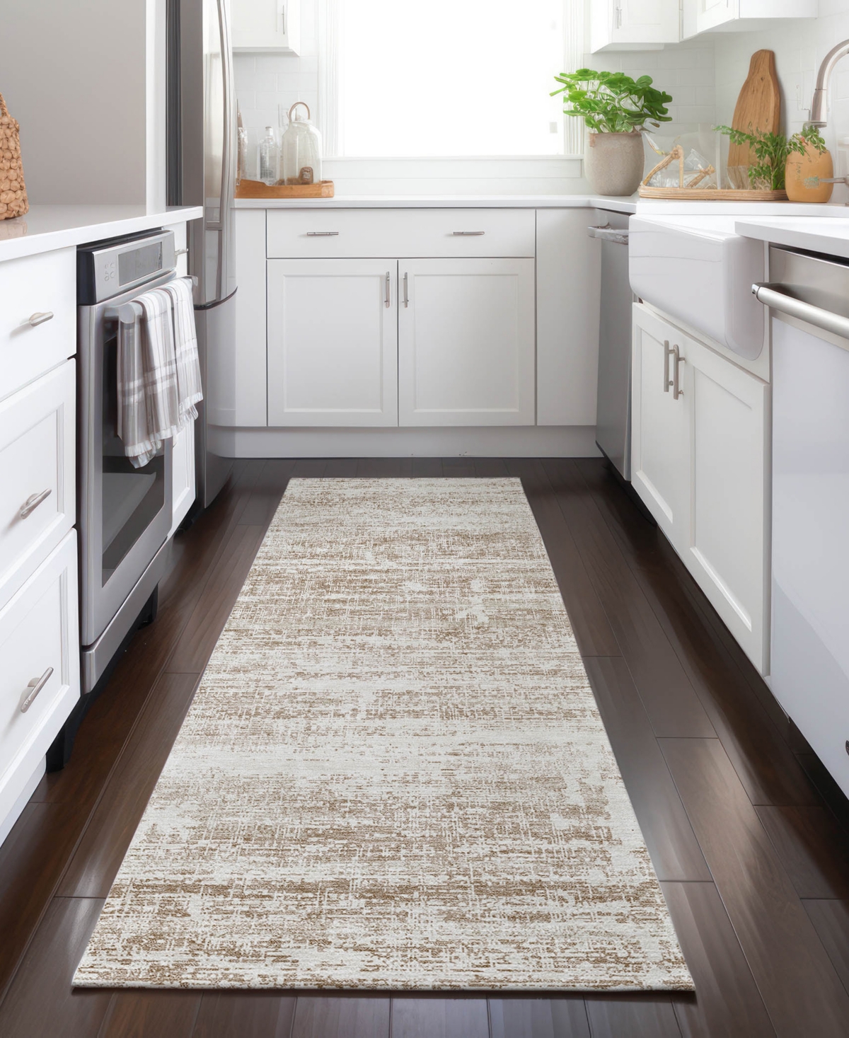 Addison Chantille Acn747 2'3"x7'6" Runner Area Rug In Beige