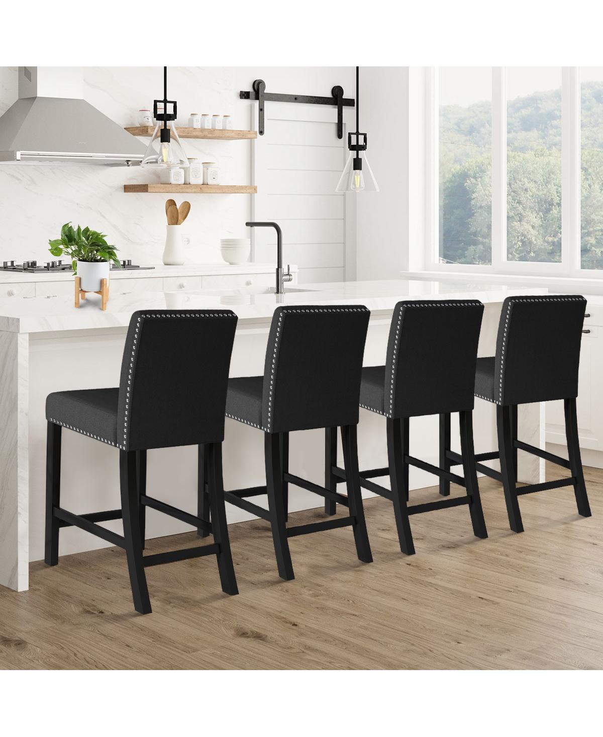 The Pop Home Set of 4 Dining Chairs with Nailhead Trim,Upholstered Chairs for Kitchen or Dining Room-The Pop Home