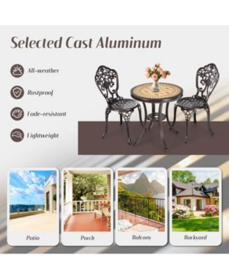 3-Piece All-Weather Cast Aluminum Patio Bistro Set