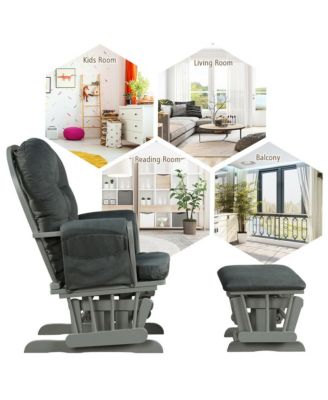 Baby Nursery Relax Rocker Rocking Chair Glider & Ottoman Set w/ Cushion