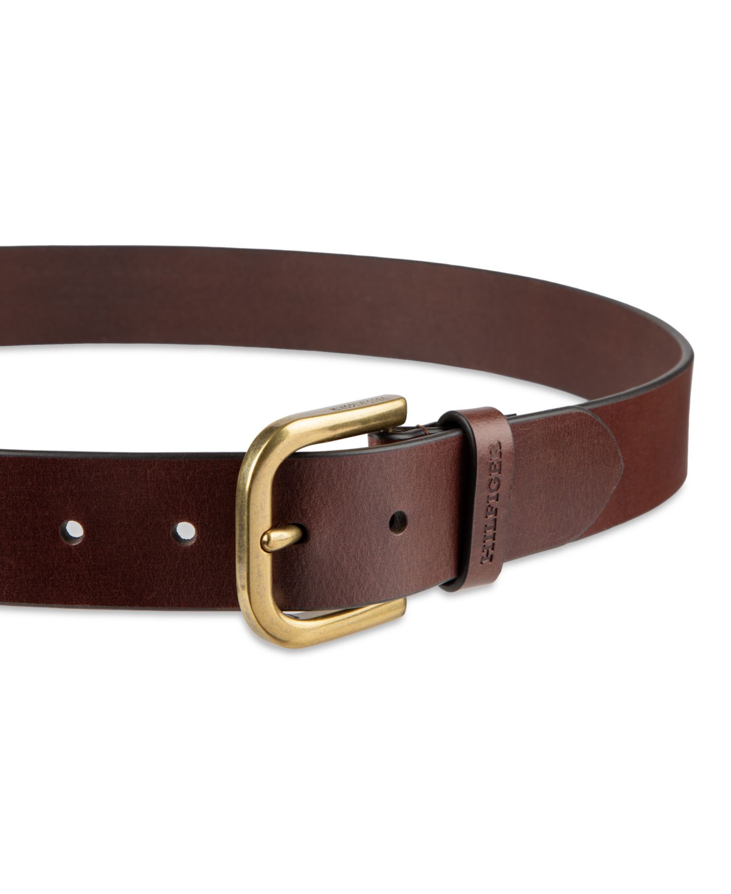 Мужской ремень Tommy Hilfiger 38MM Genuine Leather Raw Edge Casual Jean Belt, цвет: Шоколадный — фото 3