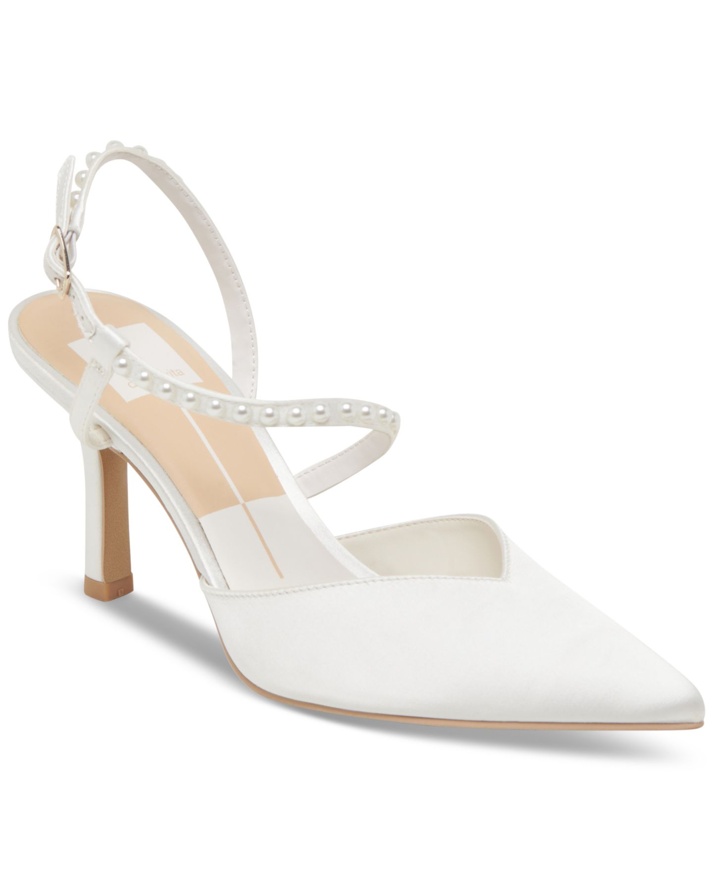 Женские туфли Dolce Vita Kamra Pearl Stiletto Pumps, цвет: Насыщенный белый атласный — фото 1