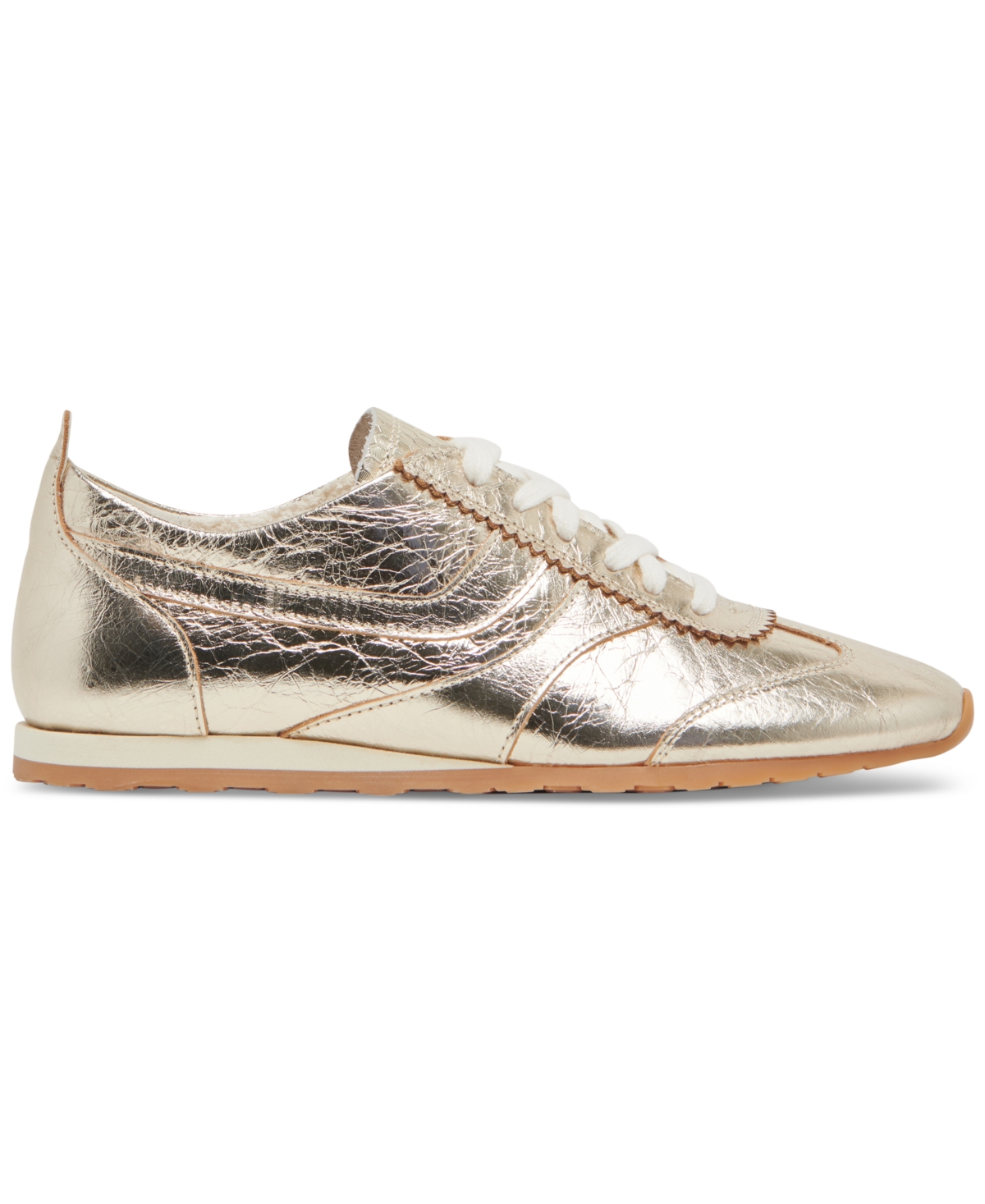 Dolce Vita Delaney Sneaker In Light Gold Crinkle Patent