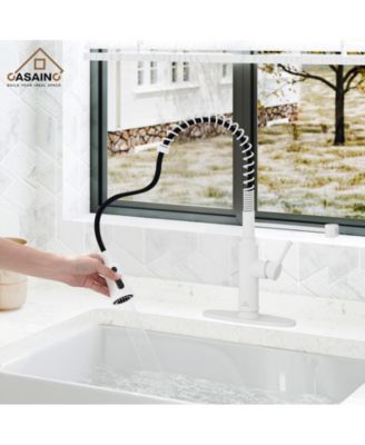 Pull Down Sprayer Kitchen Faucet with Infrared Sensor Induction Function and Deck Plate