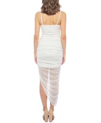 Juniors' Glitter Bodycon Asymmetrical-Hem Dress