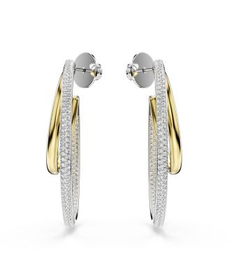 Round Cut Mixed Metal Finish Hyperbola Hoop Earrings