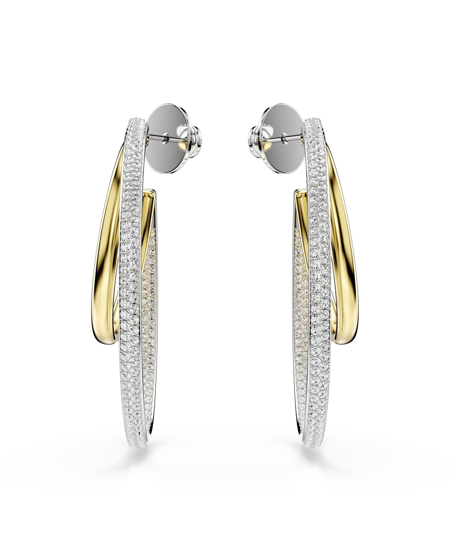 Round Cut Mixed Metal Finish Hyperbola Hoop Earrings
