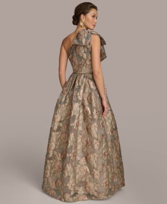 Women's Metallic Jacquard One-Shoulder Ball Gown