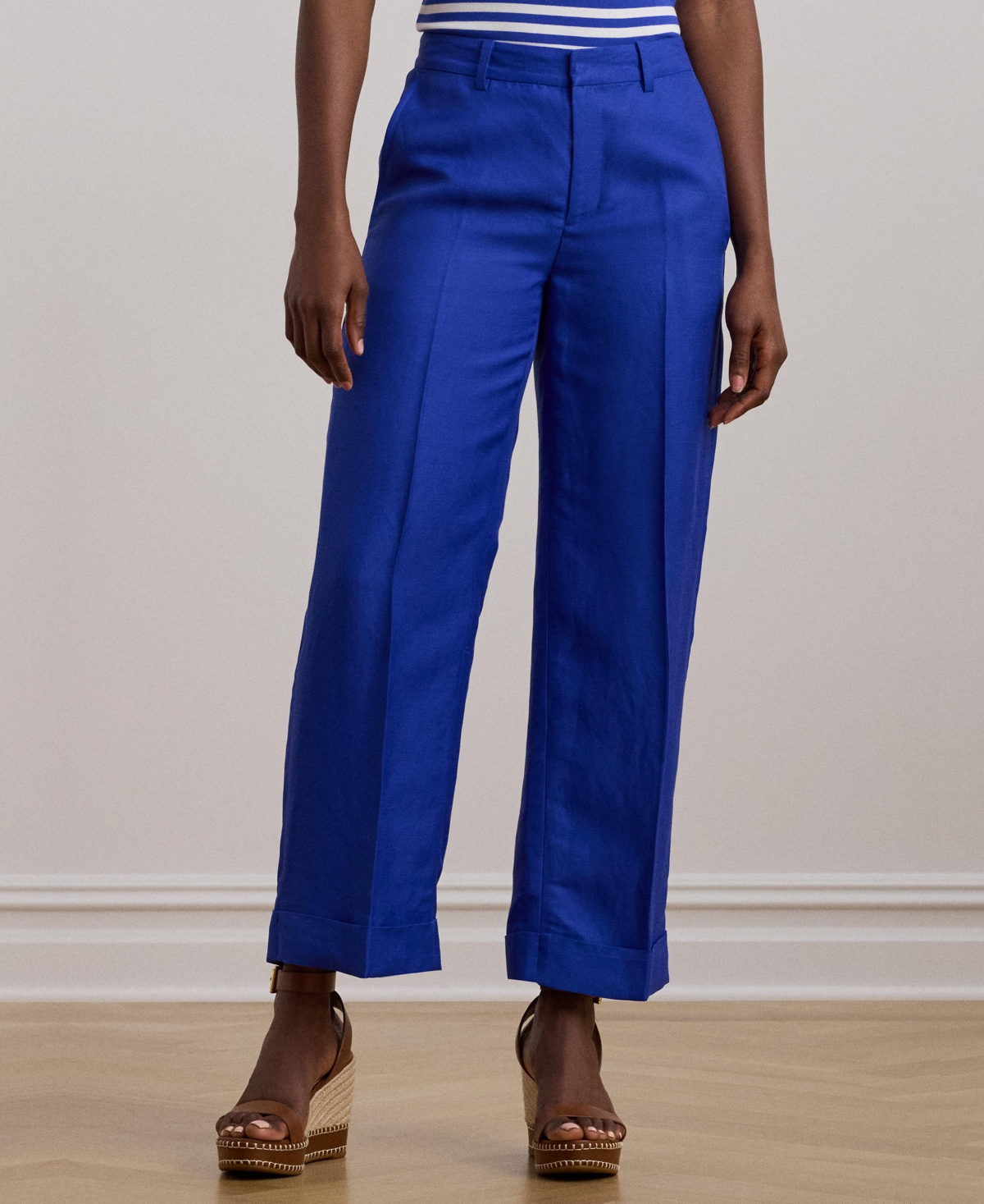 RALPH LAUREN WOMEN'S LINEN-BLEND TWILL CROPPED PANTS 