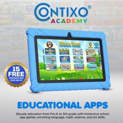 V8 Kids Tablet 32GB, 7” Screen WiFi Learning Device with Parental Controls, Shockproof Case, Epic! & LingoKids Apps