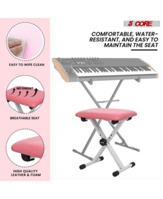 Keyboard Stand Single X Style Adjustable Piano Riser + Keyboard Piano Bench
